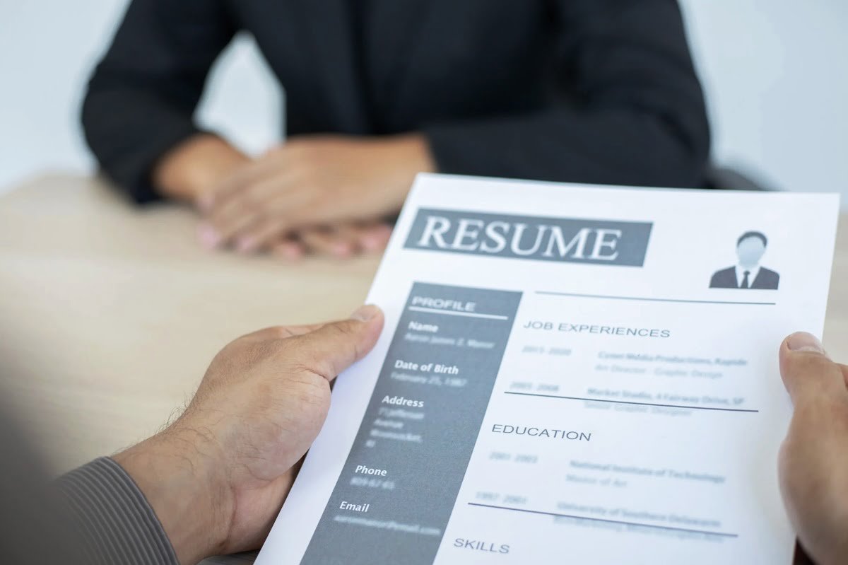 image of resume being reviewed